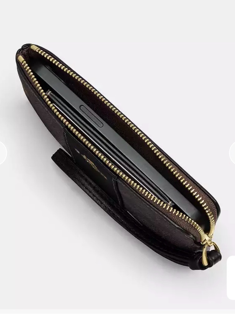 Coach Corner Zip Wristlet Black Crossgrain Leather with Gold Hardware, NWT, $88 - Picture 14 of 14
